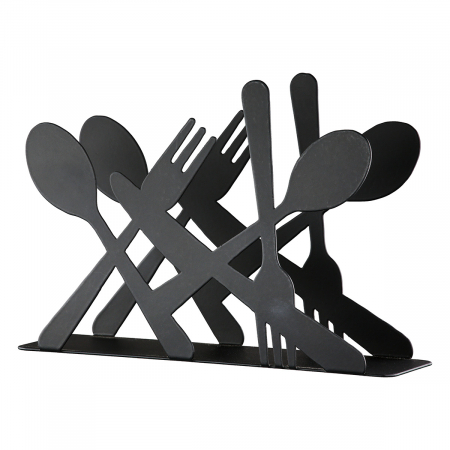 Accesorii - Suport șervețel, Tacâmuri, Tacâmuri, Metal, negru, PU 8, L. 4,5 cm, L. 13,5 cm, H. 9,5 cm