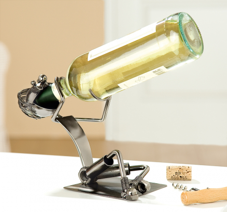 Accesorii - Suport sticla BOOZY, nichel, 28 cm