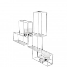 Suporturi lumanari - Suport suspendat TRAVITA, Otel/Sticla, Argintiu, 74x62 cm