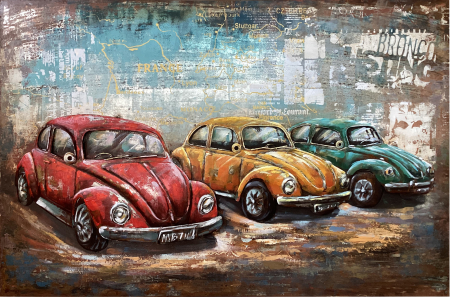 Tablouri - Tablou 3 beetles, metalic