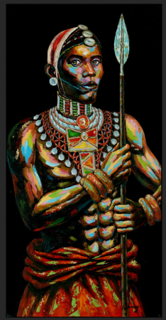 Tablouri - Tablou African warrior with frame pictat manual