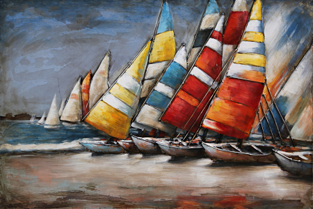 Tablouri - Tablou barci cu vela, metalic