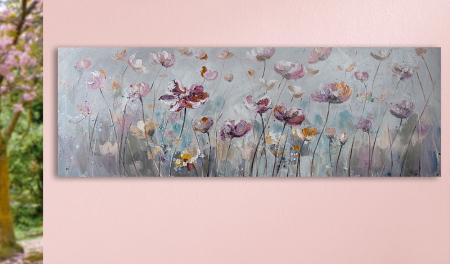 Tablouri - Tablou Blossom, panza, multicolor, 150x50x3.7 cm