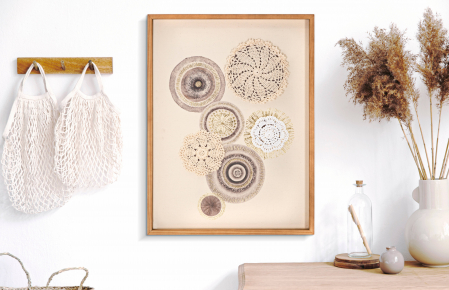 Tablouri - Tablou CIRCLY WITH APPLICATION CIRCLY, Maro, Lemn/Canvas, 60x45x3.2 cm