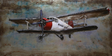 IN STOC - Tablou metal, Avion, 140 x 4 x 70 cm