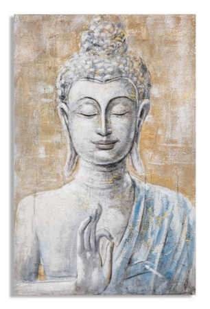 Tablouri - Tablou Face Buddha Light - B-, Lemn/Canvas, Multicolor, 120x80x3 cm