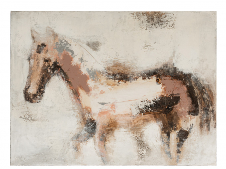 Tablouri - Tablou Horse Abstract, Canvas, Maro/Alb, 119.5x3.5x90 cm