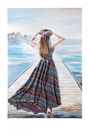 Tablouri - Tablou Malediven, panza, albastru, 80x120x3,7 cm