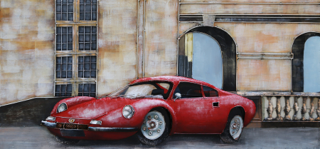 Tablouri - Tablou masina rosie sport, metalic