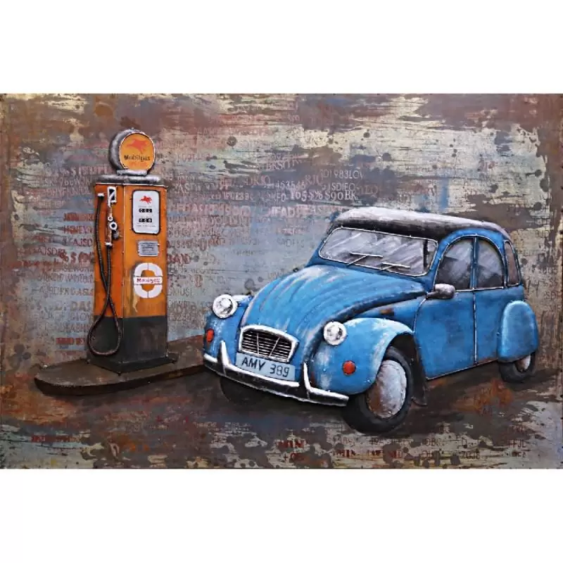 Tablouri - Tablou metal 3D 2 CV and gass pump 120x80 cm