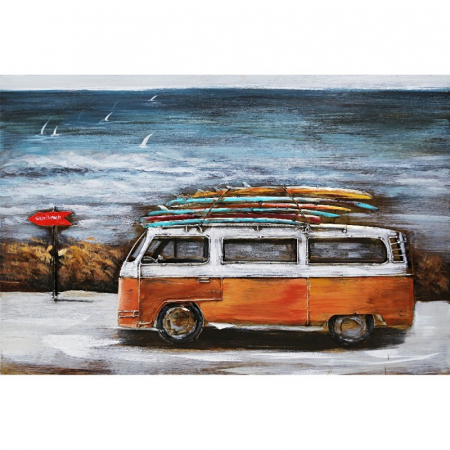 Tablouri - Tablou surfing van, metalic