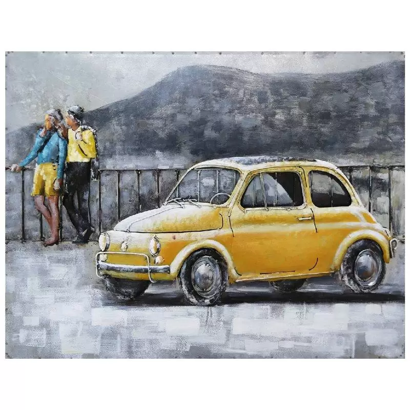 Tablouri - Tablou metal 3D Yellow Car 60x80 cm