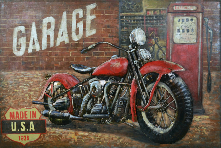 Tablouri - Tablou motocicleta rosie, metalic