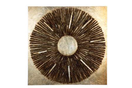 Tablouri - Tablou, patrat, „Altinoh”, motiv circular, rasina sintetica, culoarea sampaniei, auriu, PU 1, L. 7 cm, l. 80 cm, H 80 cm