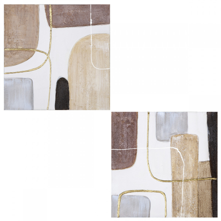 Tablouri - Tablou, pătrat, Doro, Pânză, alb, PU 6, 2 buc. asortate, L. 2,5 cm, L. 40 cm, H. 40 cm