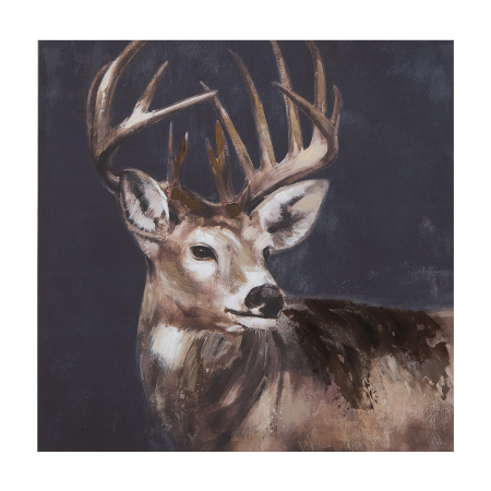 Tablouri - Tablou, patrat, „Hirsch”, motiv cerb, panza, negru, PU 1, L. 3 cm, l. 60 cm, H 60 cm