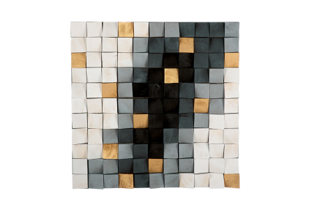 Tablouri - Tablou, patrat, "Klepton", Geometric, Lemn, gri, PU 1, L. 7,5 cm, L. 76 cm, H 76 cm