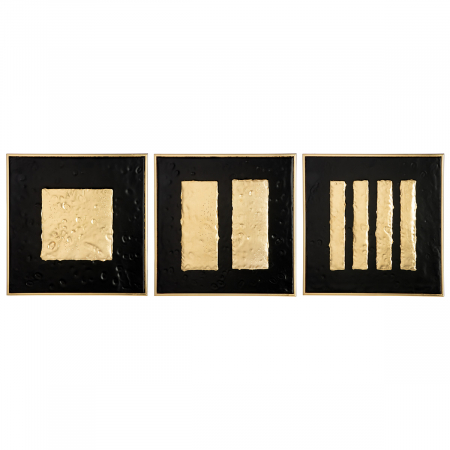 Decoratiuni de perete - Tablou, pătrat, lemn, auriu, PU 3, asortat de 3 ori, L. 3 cm, l. 40 cm, H 40 cm