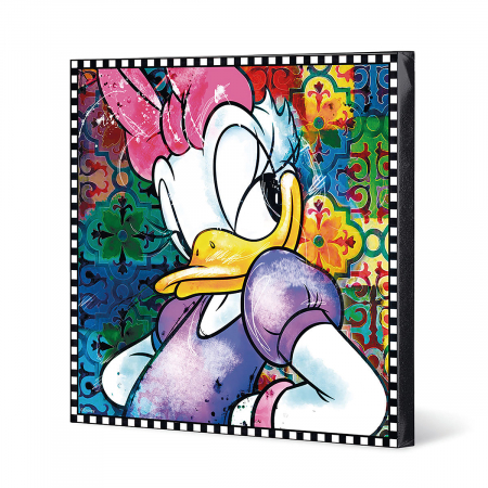 Decoratiuni de perete - Tablou, pătrată, Daisy Duck, Pânză, Lemn, multicolor, PU 1, L. 3,8 cm, L. 70 cm, H. 70 cm