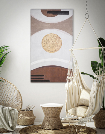 Tablouri - Tablou pictat manual Sunry, Lemn/Canvas, Multicolor, 100x180x4.8 cm