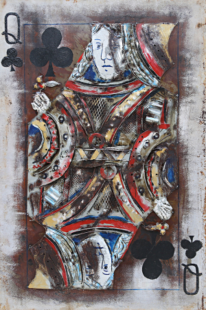 Tablouri - Tablou queen of clubs, metalic