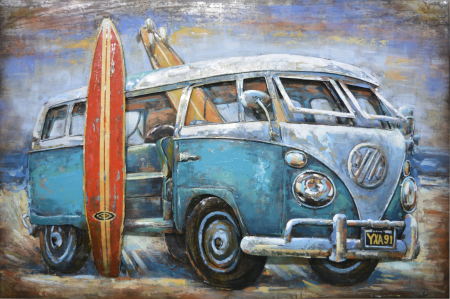 Tablouri - Tablou surfing van, metalic