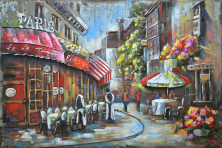 Tablouri - Tablou terasa din paris, metalic