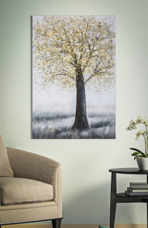 Tablouri - Tablou Tree Simple -A-, Lemn/Canvas, Multicolor, 121.5x5x82 cm