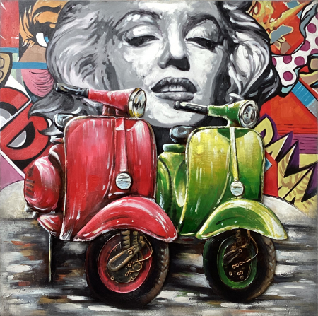 Tablouri - Tablou vespa si Marilyn Monroe, metalic
