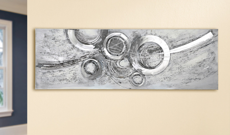 Tablouri - TablouCircles, panza, gri/argintiu, 150x50x2 cm
