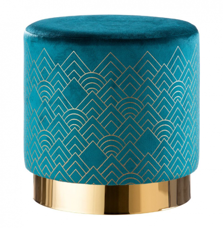 Taburete si pufuri - Taburet catifelat JASPER, verde/auriu, 35x35 cm