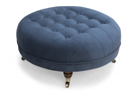 Taburet Chesterfield, Albastru petrol, 80x32x80 cm