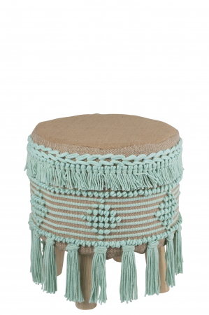 Taburete si pufuri - Taburet Hassock, Bumbac/Panza/Poliester, Verde, 37x37x45 cm