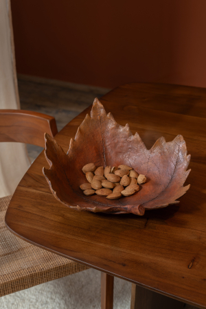 Bucatarie - Tava decorativa cu frunze de toamna, portocaliu inchis