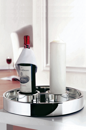 Tavi si platouri - Tava Empire cu oglinda, Metal/Oglinda, Argintiu, 38x5.5 cm