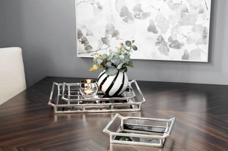 Tavi si platouri - Tava Piano, Sticla/Otel inoxidabil, Negru/Argintiu, 20x5x26 cm