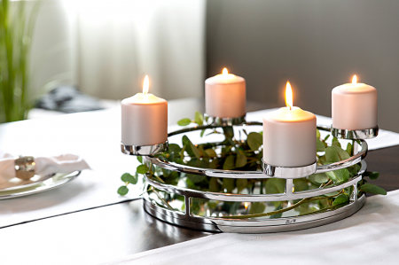Suporturi lumanari - Tava/Suport lumanare Modena, Nichel/Otel inoxidabil, Argintiu, 13x48 cm