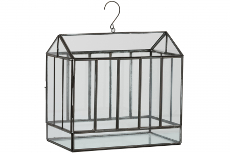 Ghivece si suporturi de flori - Terariu, Sticla, Negru, 34x20x40 cm