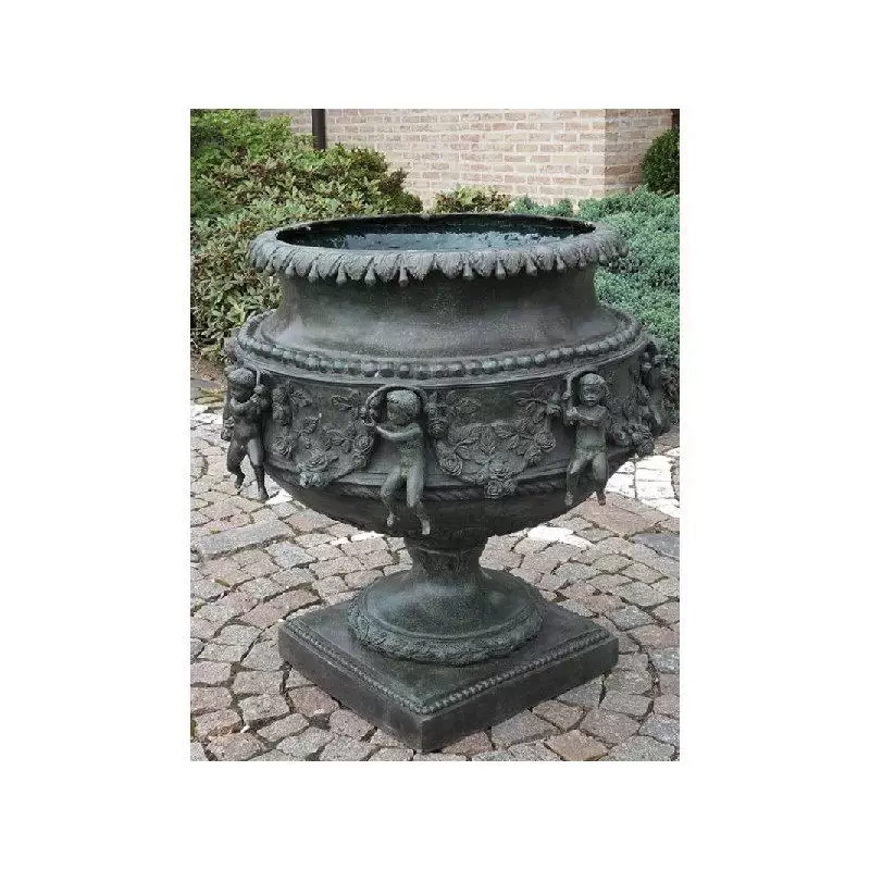 Decoratiuni terasa si gradina - Vaza mare cu inger, Bronz, 76 X 65 X 65 cm