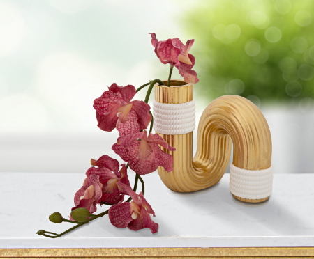 Vaze si boluri - Vaza Bann, Poliester, Auriu/Alb, 12.7x10.5x10.5 cm