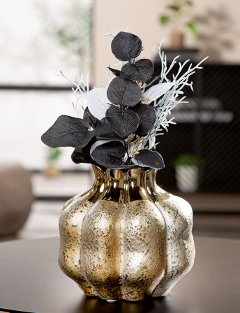 Vaze si boluri - Vaza, bulboasa, "Granato", Ceramica, aurie, PU 4, H 14 cm, A. 14 cm