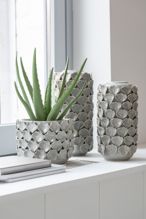 Vaze si boluri - Vaza Celine, Ceramica, Gri, 11x10x30 cm