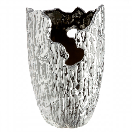 Vaze si boluri - Vaza, conica, Crepa, Ceramica, argintie, PU 3, H. 22 cm, D. 14 cm