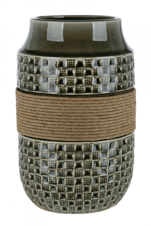 Vaze si boluri - Vaza Corda, ceramica, verde, 13x20,5x13 cm