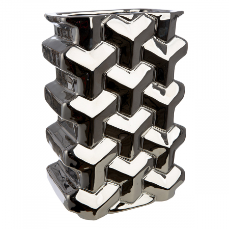 Vaze si boluri - Vaza, dreptunghiulara, Apollo, Ceramica, argintie, PU 2, L. 10 cm, L. 15 cm, H. 22 cm