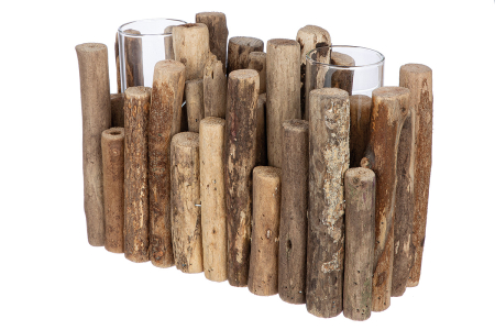 Vaze si boluri - Vaza, "Jakarta", Lemn, culori naturale, PU 4, L. 9 cm, l. 25 cm, H 19 cm