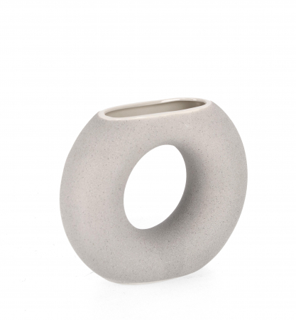 Vaze si boluri - Vaza Loki, Gri, Compozit, 22.5x7.5x18.5 cm