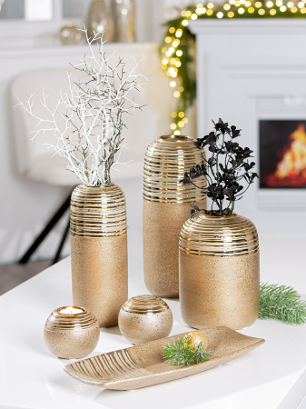 Vaza, „Milo”, ceramica, aurie, PU 3, H 20 cm, D 14 cm