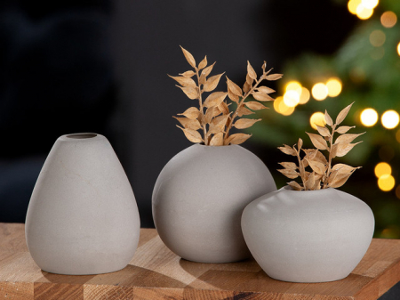 Vaze si boluri - Vaza, MILO, Ceramica, Gri, 12X9 cm, set 3