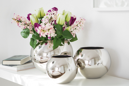 Vaze si boluri - Vaza MOON, sticla/placat cu nichel, 13 x 16 cm